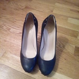 Guess black leather high heels